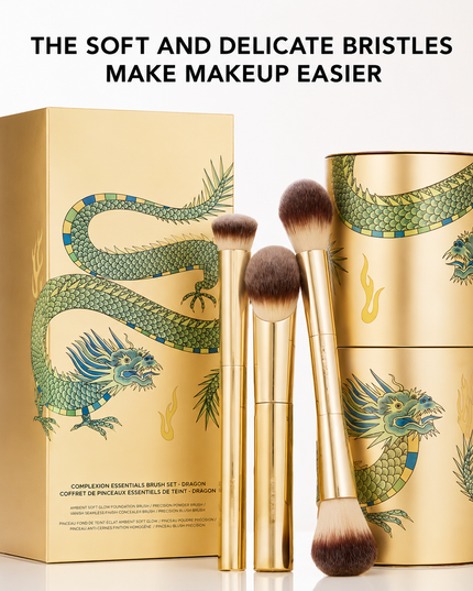Luxury Dragon Makeup Brush Set with Storage Case – 3 Piece Collection