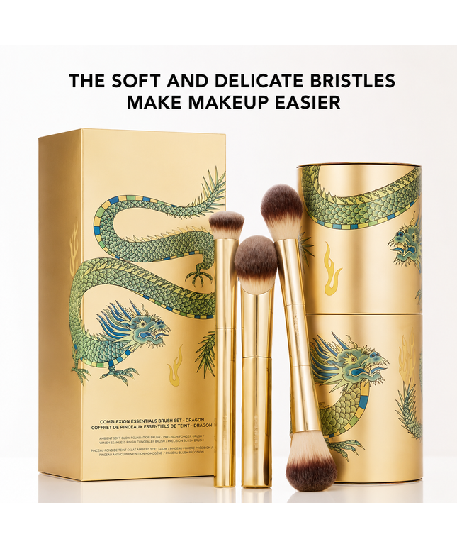 Luxury Dragon Makeup Brush Set with Storage Case – 3 Piece Collection