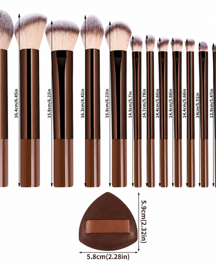 Premium 13-Piece Makeup Brush Set with Soft Synthetic Bristles & 2 Powder Puffs