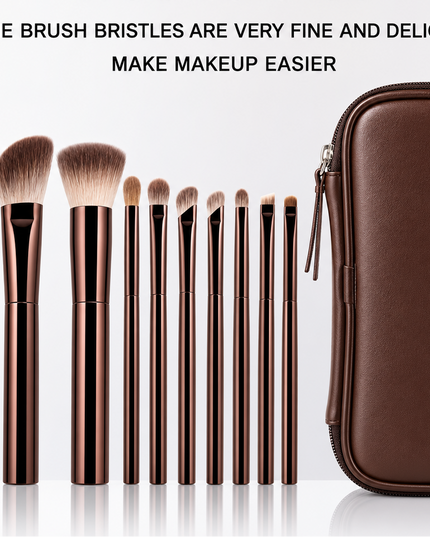 10-Piece Professional Makeup Brush Set with Storage Case