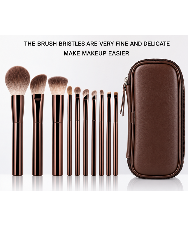 10-Piece Professional Makeup Brush Set with Storage Case