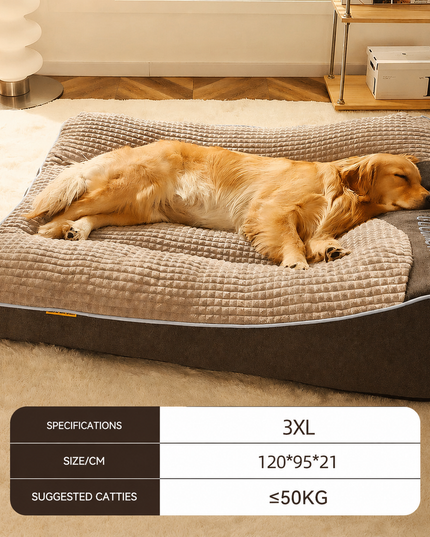 Orthopedic Soft Pet Bed with Raised Bolster Support for Large Dogs