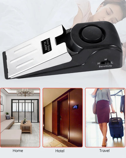 Portable wireless Doorstop Preasure Alarm System 120Db Loud 