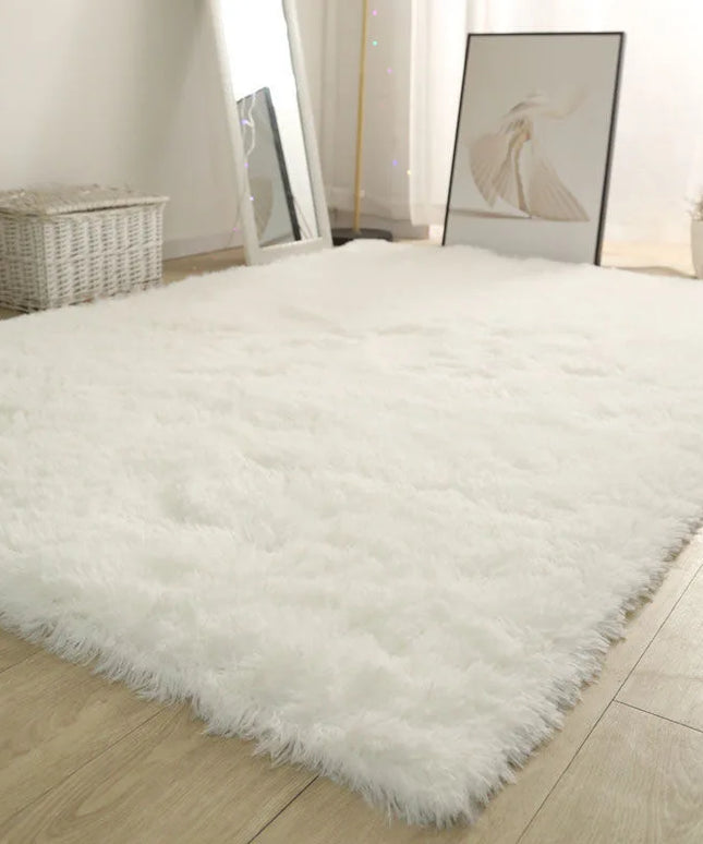 White Fluffy Carpet 120x160cm cream / light grey