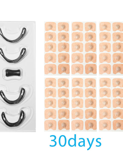 Snore Clips - sleeping magnetic nose clips for snoring & better breathing -30 patches & 4 nose clips