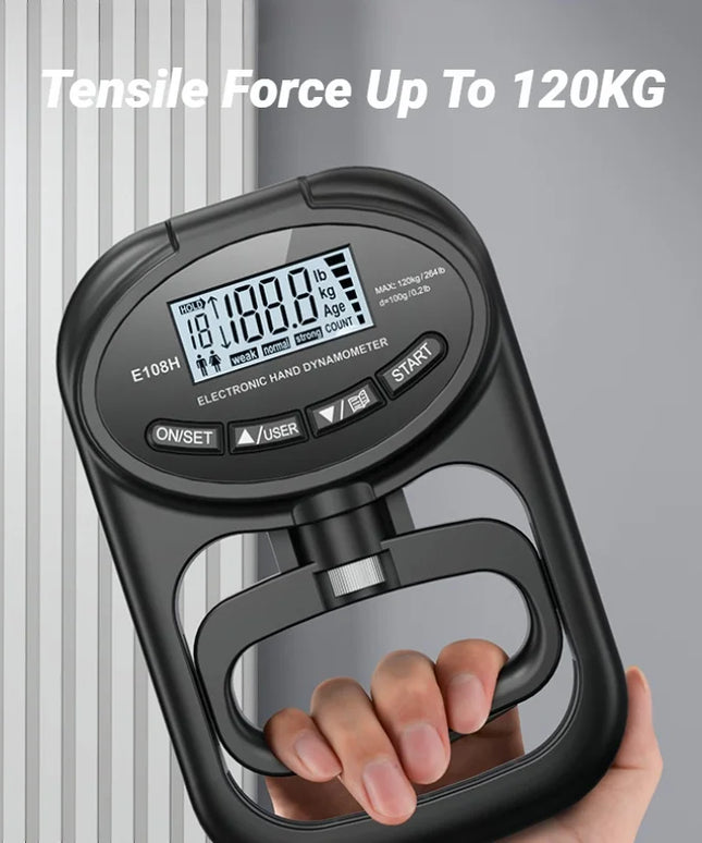 Strenghtgrip - 265LBS/120KG rechargeable Grip Strength Meter with LCD Screen 