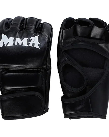 Professional MMA Gloves -Half Finger knucles Leather Cushion for Adult 