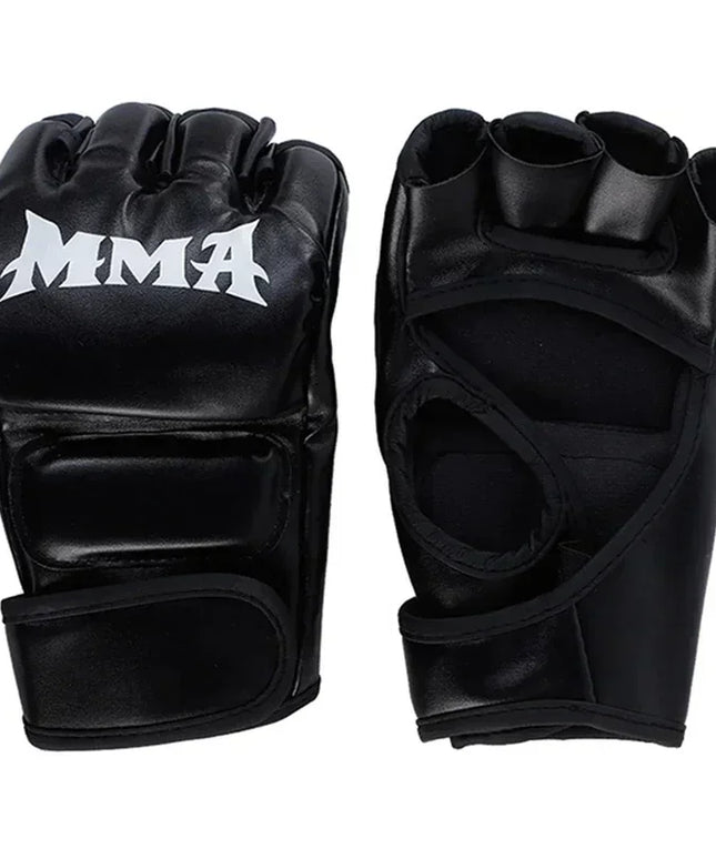 Professional MMA Gloves -Half Finger knucles Leather Cushion for Adult 