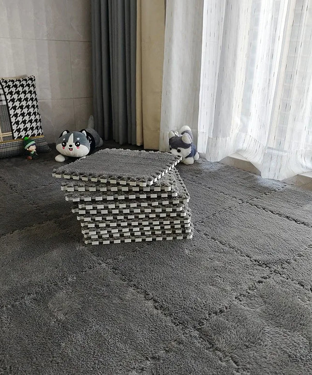 10Pcs 30*30CM Creative Plush Puzzle Foam Floor Mat Puzzle Carpet Warm Playmat Interlocking Exercise Tiles Fluffy Area Rugs