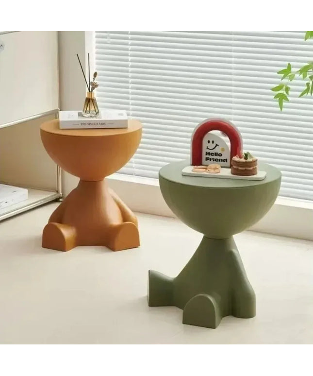 Cream Coffee Table Sofa Bed Side Table Modern Simple Home Accessories Living Room Decor Creative Flat Head Plastic round Tables