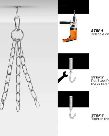 1 Set of heavy duty boxing bag set with accessories + 1 set free gloves!