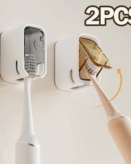 Toothbrush Holder- 2PCS Flip-Top Wall Mounted Toothbrush holder