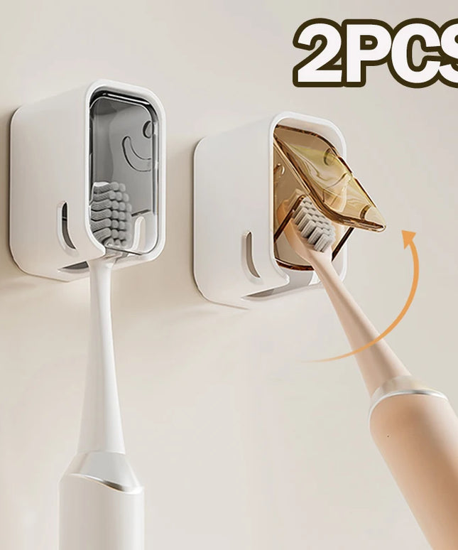 Toothbrush Holder- 2PCS Flip-Top Wall Mounted Toothbrush holder
