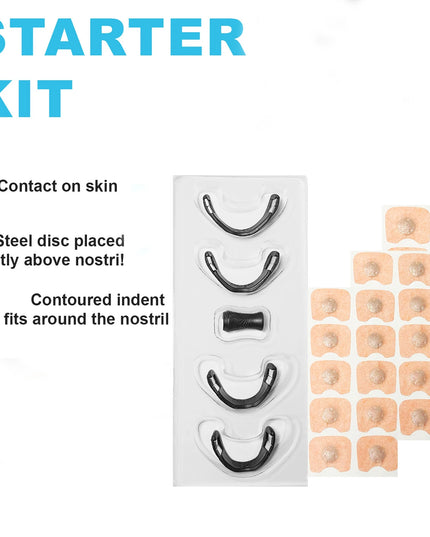 Snore Clips - sleeping magnetic nose clips for snoring & better breathing -30 patches & 4 nose clips