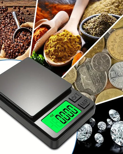 PrecisePocket- mini Precision Scale 1000G X 0.1G - Digital Gram, Food, Jewelry, Ounces/Grains 
