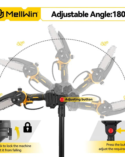 Cordless Chainsaw & Pruner – 2M Telescopic Pole & 2x 18V Battery Set, EU plug