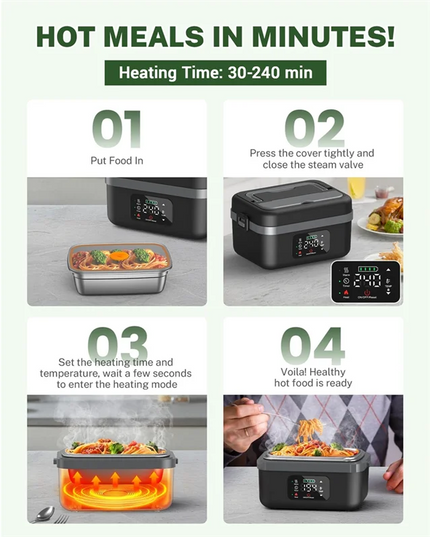 8000mAh Cordless Self-Heating Lunch Box for Car, Office & Travel