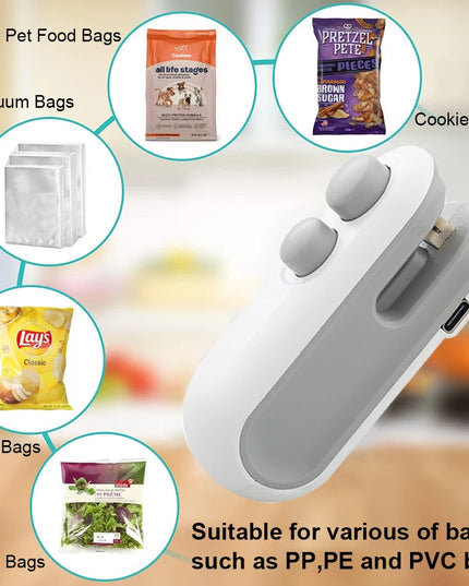 Mini Plastic Bag Sealer Rechargeable 2 in 1 Bag Heat Sealer with Cutter Portable Thermal Sealer Plastic Bags Sealant Machine