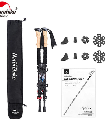 2 premium lightweight Carbon Fiber adjustable Trekking stick poles hiking / trecking