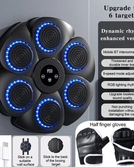 MusicBox- smart bluetooth wall mounted boxing practice with LED + Gloves