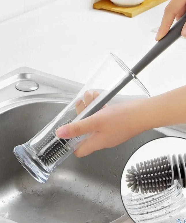 Silicone cup and bottle dish washing brush 