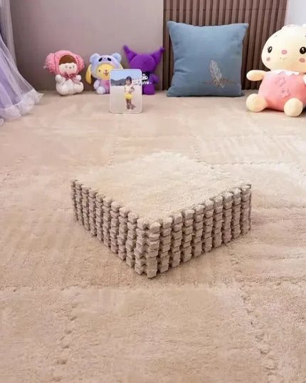 10Pcs 30*30CM Creative Plush Puzzle Foam Floor Mat Puzzle Carpet Warm Playmat Interlocking Exercise Tiles Fluffy Area Rugs