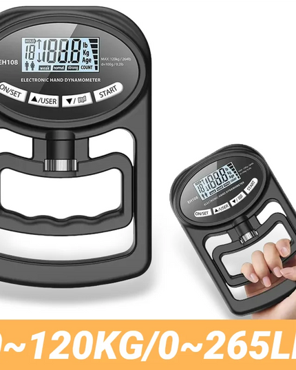 Strenghtgrip - 265LBS/120KG rechargeable Grip Strength Meter with LCD Screen 