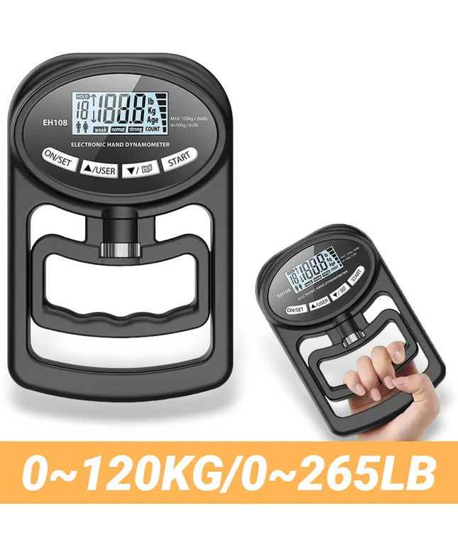 Strenghtgrip - 265LBS/120KG rechargeable Grip Strength Meter with LCD Screen 