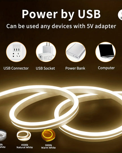 LEDStrip- Flexible waterproof Touch Sensor Silicone Strip Light USB DC 5V Dimmable Neon Sign Tape Waterproof for indoor/Outdoor 