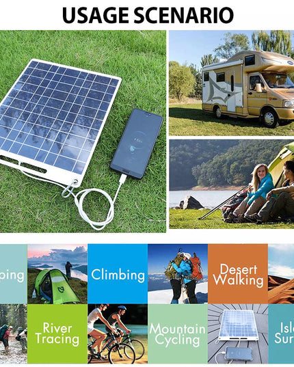100W Solar Charger with Dual USB Ports, Waterproof & Portable Solar Panel for Emergency  