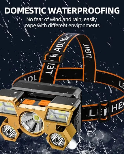 FiveHeadlight - Powerful adjustable & Rechargeable waterproof head Flashlight 