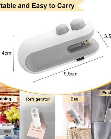 Mini Plastic Bag Sealer Rechargeable 2 in 1 Bag Heat Sealer with Cutter Portable Thermal Sealer Plastic Bags Sealant Machine