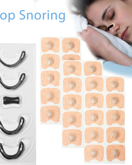 Snore Clips - sleeping magnetic nose clips for snoring & better breathing -30 patches & 4 nose clips