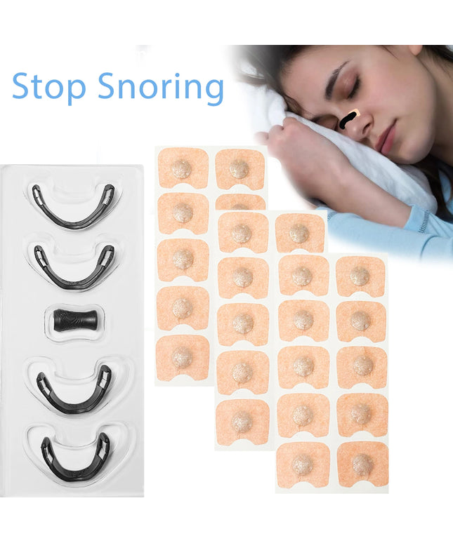 Snore Clips - sleeping magnetic nose clips for snoring & better breathing -30 patches & 4 nose clips