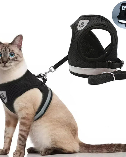 Adjustable & reflective mesh Cat Harness Leash for cats / small dogs