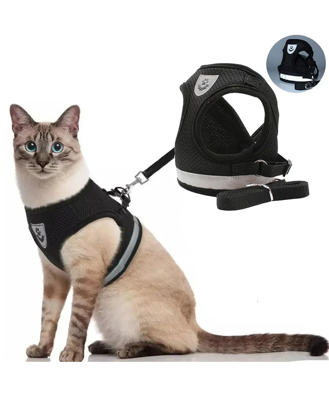 Adjustable & reflective mesh Cat Harness Leash for cats / small dogs