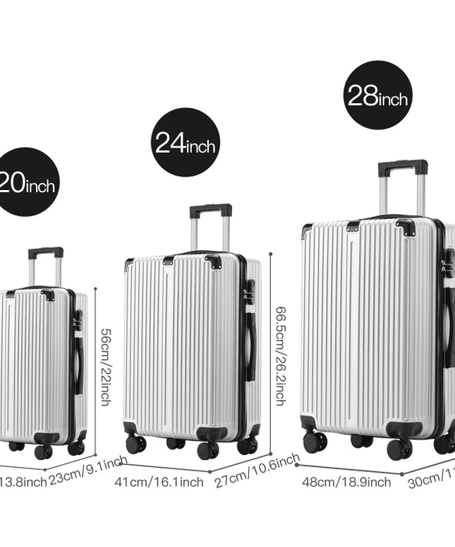3Pcs  Spacious ,Durable and light weight Luggage set 20/24/28 with Corner Protectors & 360 Spinner Wheels 