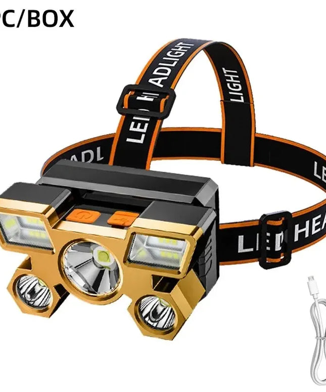 FiveHeadlight - Powerful adjustable & Rechargeable waterproof head Flashlight 