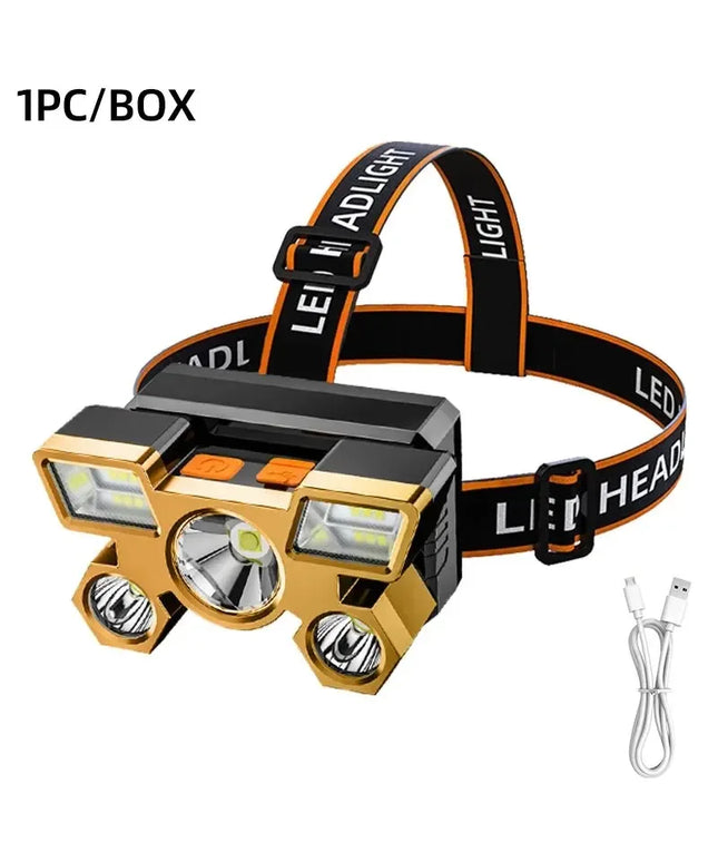 FiveHeadlight - Powerful adjustable & Rechargeable waterproof head Flashlight 