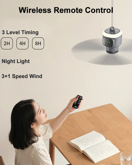Large strong portable rechargable outdoor/ camping 12000Mah Ceiling Fan with LED light & remote 