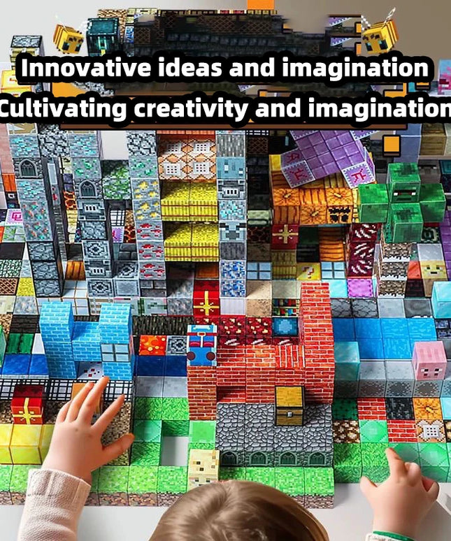 Minecrafters - Minecraft themed 200pcs magnetic building block set with free TNT Storage Box!