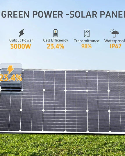 6000W/3000W High-Power Solar Panel Kit, Suitable for Outdoor Activities and Homes Camping and RV off Grid Living