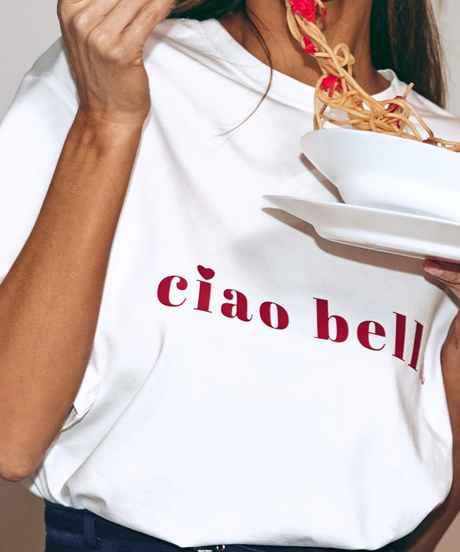 Oversized Women's O-neck T-Shirt with Ciao Bella Print / BLYAT'
