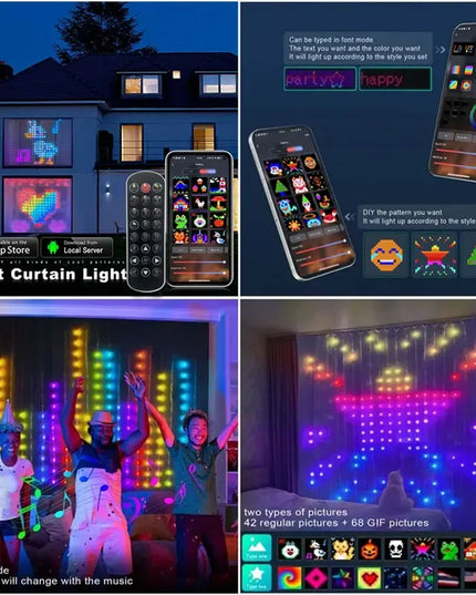 3x3 smart LED curtain with App RGB Fairy Lights , Music and Change Display best lighting decoration
