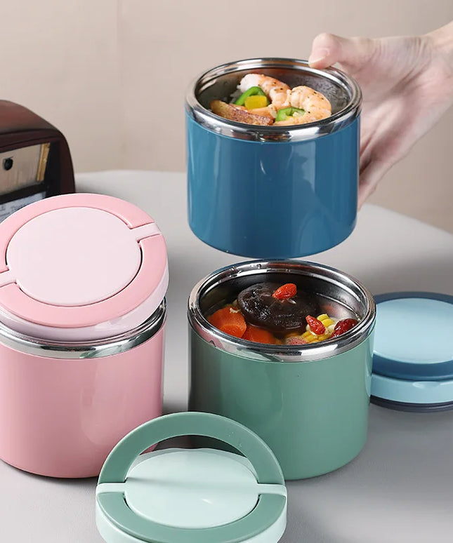 HOTMEALS - Thermal Insulated Stainless Steel Lunch Box for food & soup. 630/1000Ml 