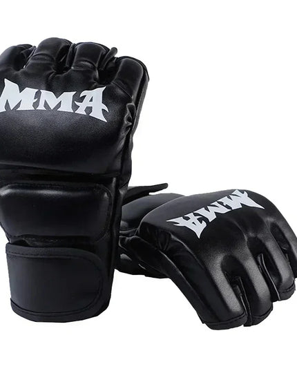 Professional MMA Gloves -Half Finger knucles Leather Cushion for Adult 