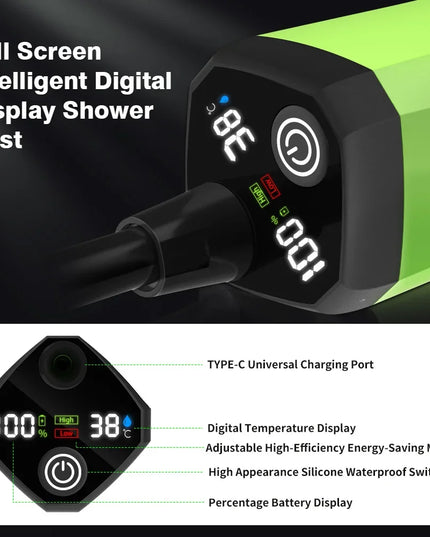6000Mah shower kit pump with Adjustable Digital Display for camping / RV