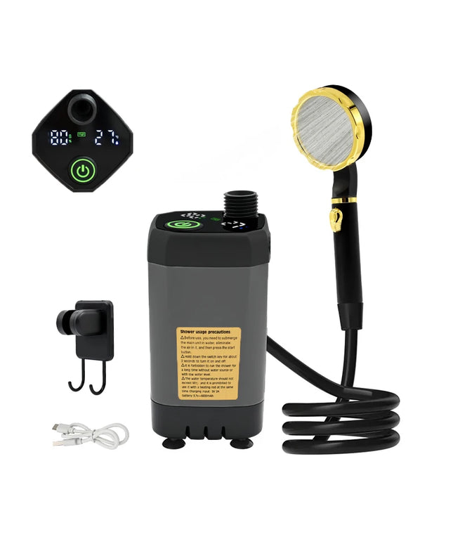 6000Mah shower kit pump with Adjustable Digital Display for camping / RV
