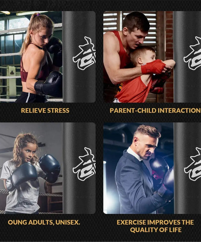 1 Set of heavy duty boxing bag set with accessories + 1 set free gloves!