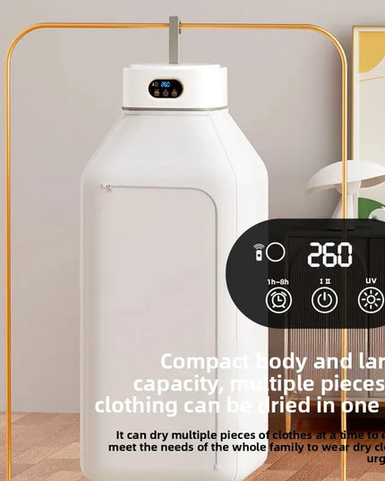 Smart Portable Foldable high capacity Home Use Laundry Dryer, Infant Safe, Kills Germs, Easy to Use No-Install - UK plug (white)